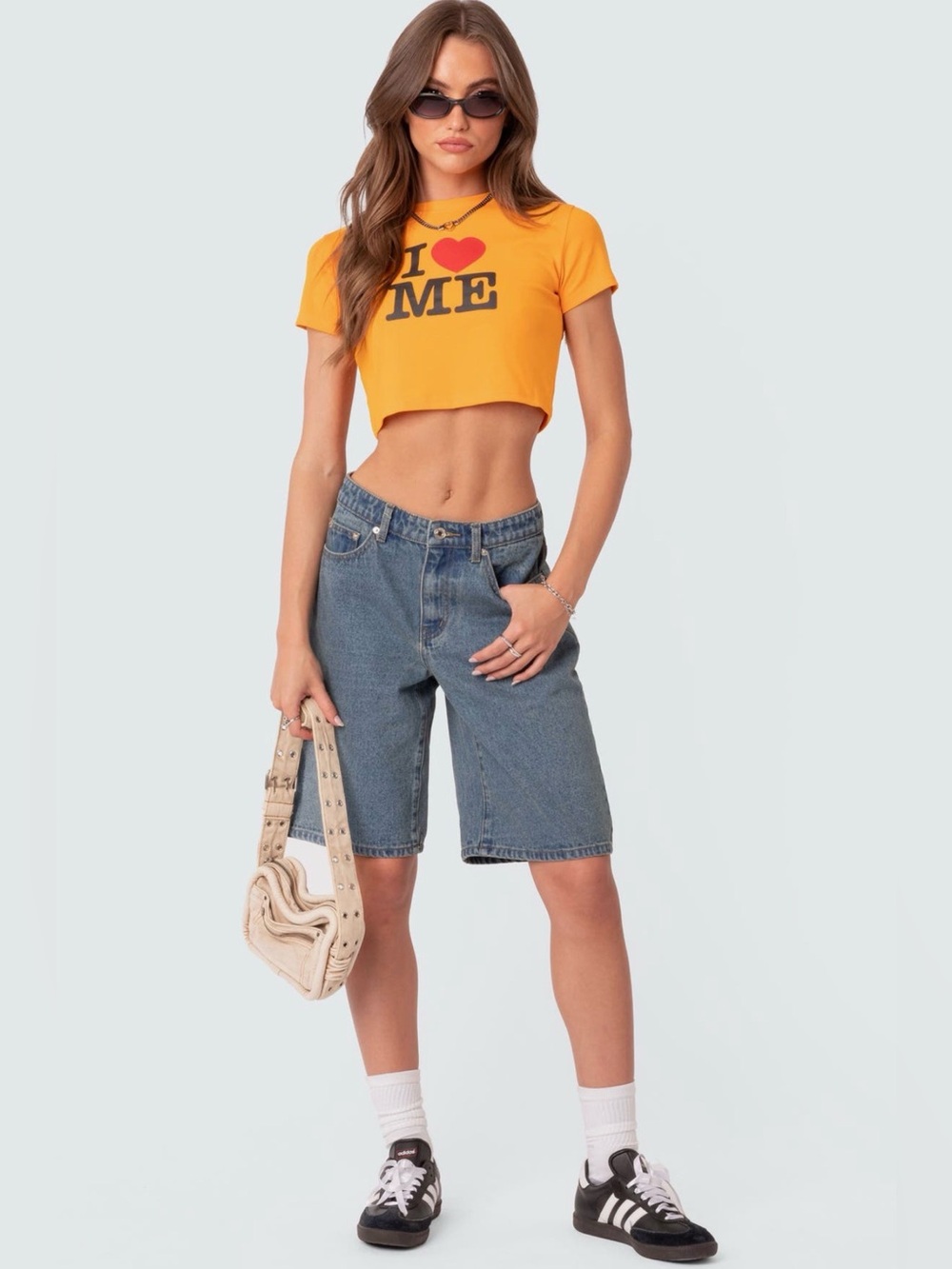 Edikted Oversized Low Rise Baggy Jean Shorts Size Large Adam Sandler Jorts Denim